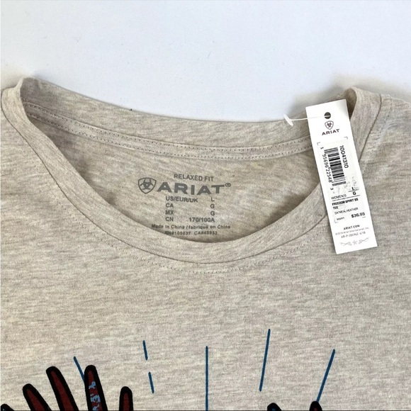 New Womens Ariat The Spirit Of Freedom Graphic T-Shirt Sz L Relaxed NWT - Picture 6 of 9